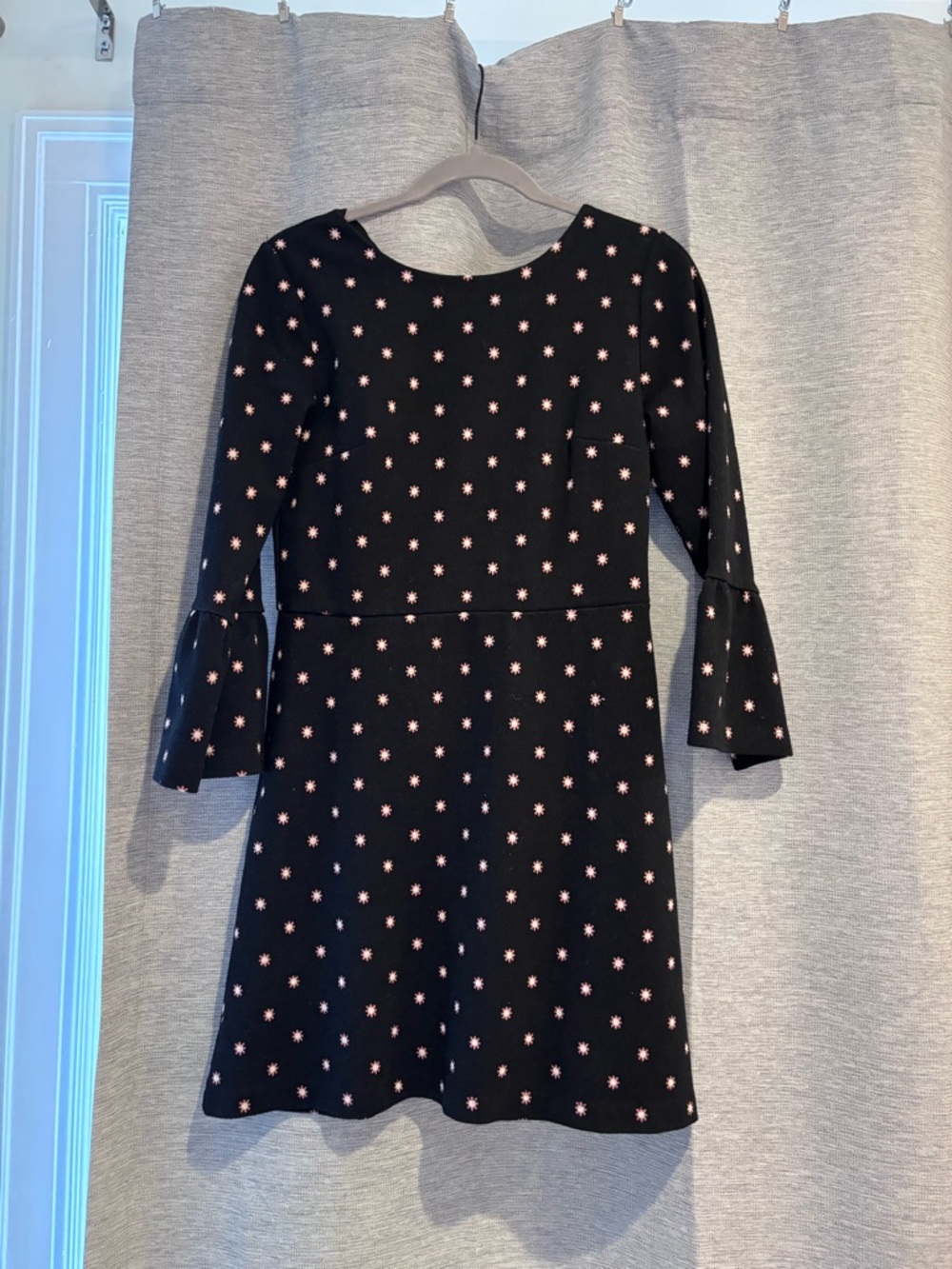 LOFT Black Dress with Pink Starburst Print